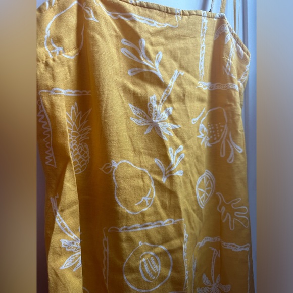 NWOT Yellow Linen Cotton Blend adjustable strap dress with smocked back. - Picture 4 of 8